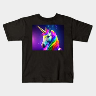 Colourful unicorn in vivid rainbow colours Kids T-Shirt